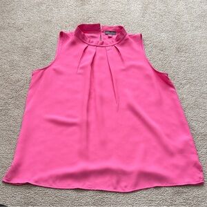 Vince Camuto Vibrant Fuchsia Pink Bright Hibiscus Sleeveless Blouse Pleating